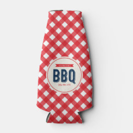Red Gingham und Blue GRILLEN Party Flaschenkühler