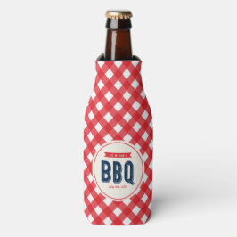 Red Gingham und Blue GRILLEN Party Flaschenkühler