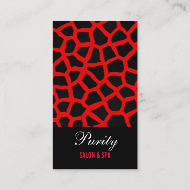 Red Giraffe Print Design Business Card Visitenkarte (Vorderseite)