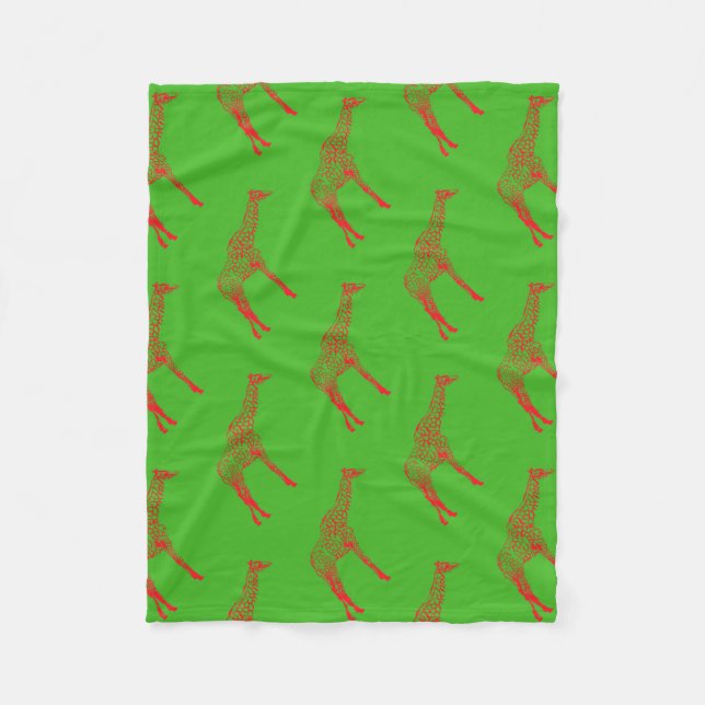 Red Giraffe Stencil Fleecedecke (Vorderseite)