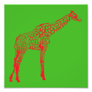 Red Giraffe Stencil Fotodruck