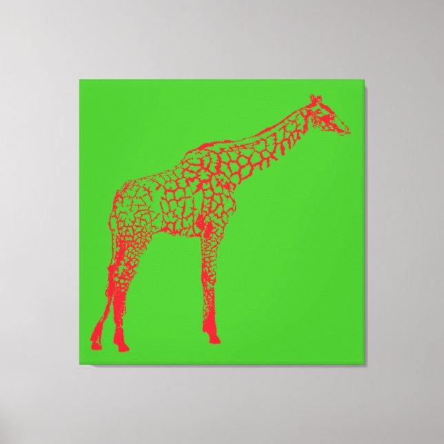 Red Giraffe Stencil Leinwanddruck (Vorderseite)