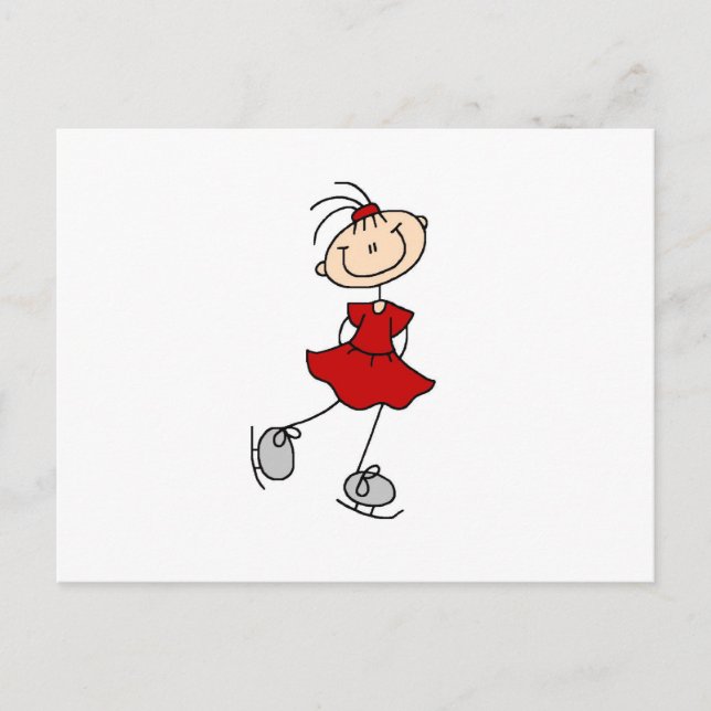 Red Girl Ice Skater T - Shirt und Geschenke Postkarte (Vorderseite)