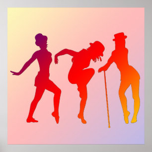 Red Girls Dancing Jazz Poster