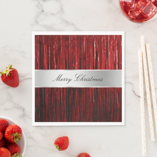 Red Glam Tinsel Stripes Serviette (Beispiel)