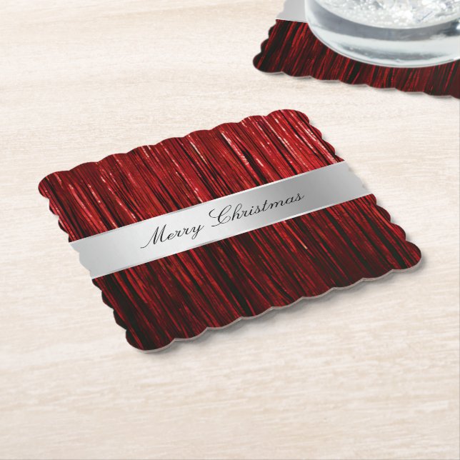 Red Glam Tinsel Stripes Untersetzer (angewinkelt)