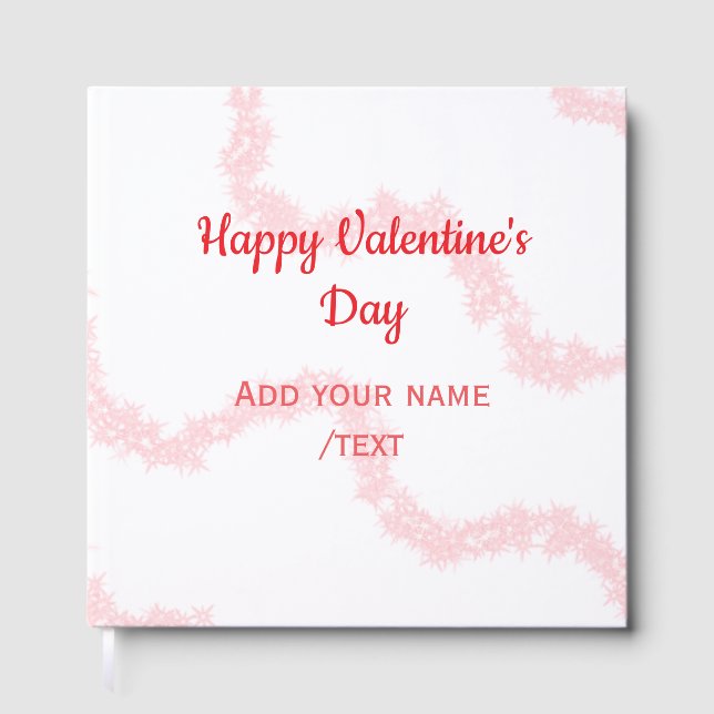 Red glitter lines happy Valentine's day spiral nam Gästebuch (Vorderseite)