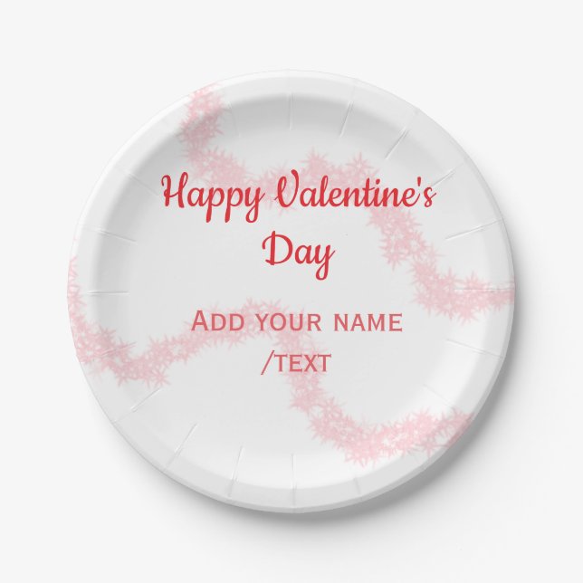 Red glitter lines happy Valentine's day spiral nam Pappteller (Vorderseite)