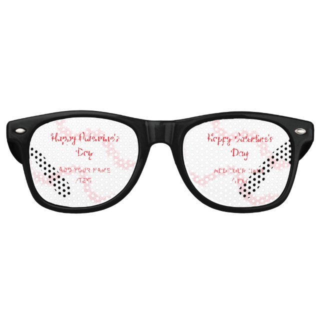 Red glitter lines happy Valentine's day spiral nam Partybrille (Vorderseite)