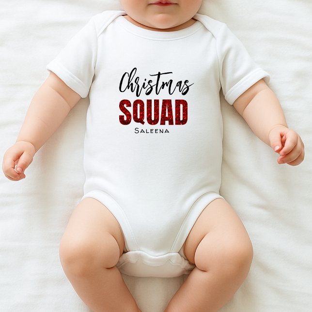 Red Glittery  Christmas Squad Name White Baby Strampler (Von Creator hochgeladen)
