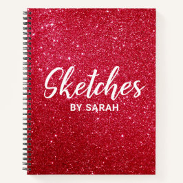Red Glitzer Artist Sketchbook Notebook Notepad Notizbuch