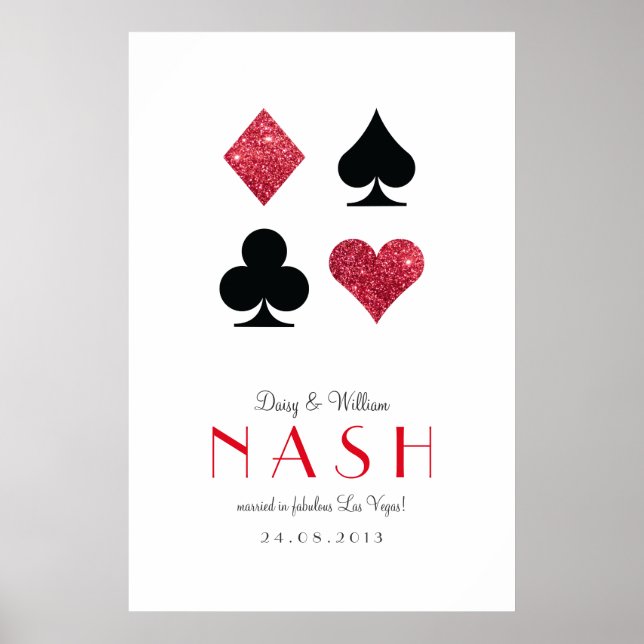 Red Glitzer Destiny Las Vegas Hochzeitsfeier Poster (Vorne)