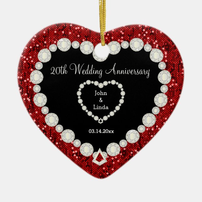 Red Glitzer DIY Wedding Jubiläum Keramik Ornament (Vorne)