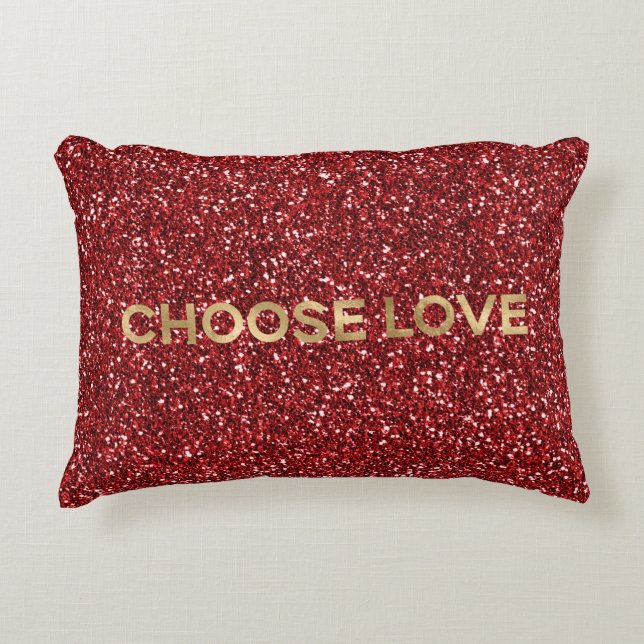 Red Glitzer Gold Sei gütig Liebe wählen Dekokissen (Vorderseite)