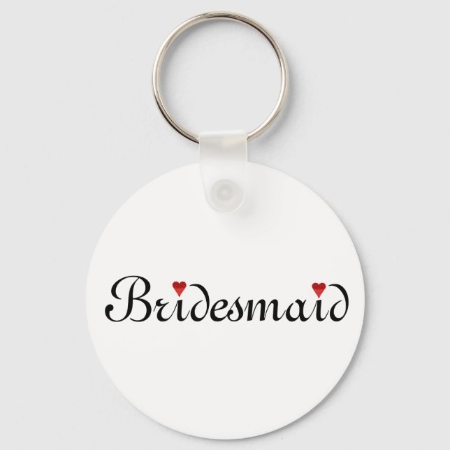 Red Glitzer Heart Personalisiert Bridesmaid Schlüsselanhänger (Vorderseite)