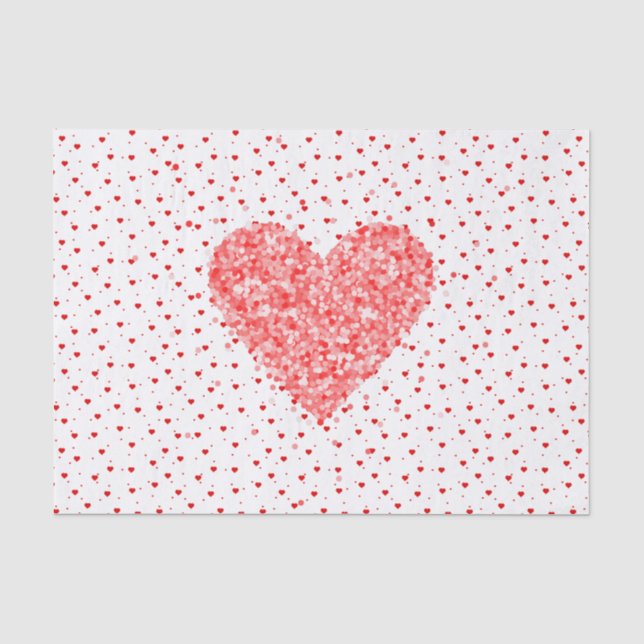 Red Glitzer Hearts Pattern Seidenpapier (Vorderseite)