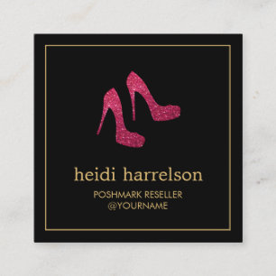 Red Glitzer Heelses Boutique, Postmark Seller Blac Quadratische Visitenkarte