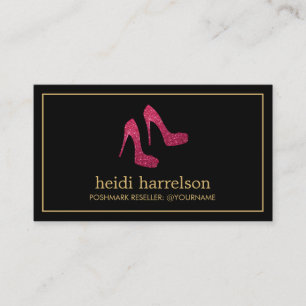 Red Glitzer Heelses Boutique, Postmark Seller Blac Visitenkarte