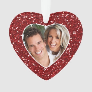 Red Glitzer Heft Foto Rahmen Custom Christmas Ornament