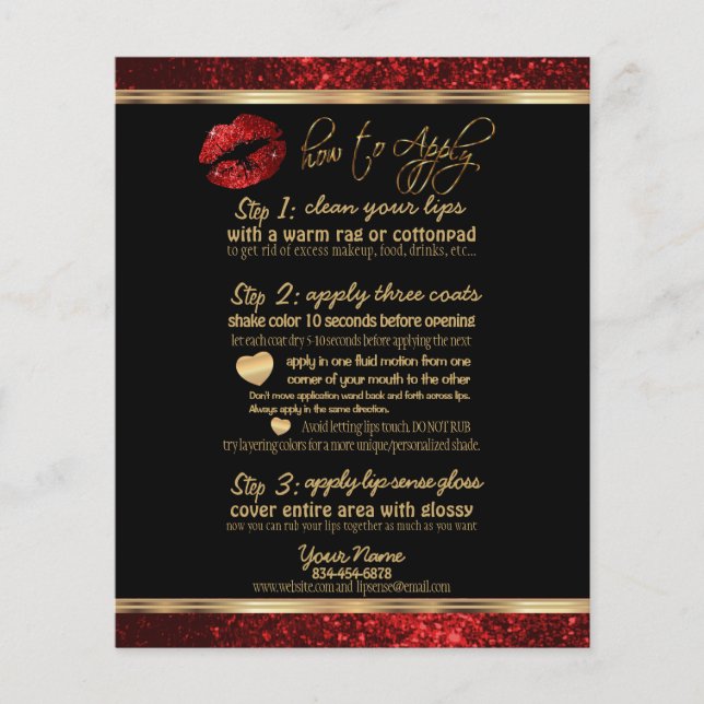 Red Glitzer Lip 💋 Instruktionen auf Black Flyer (Vorne)