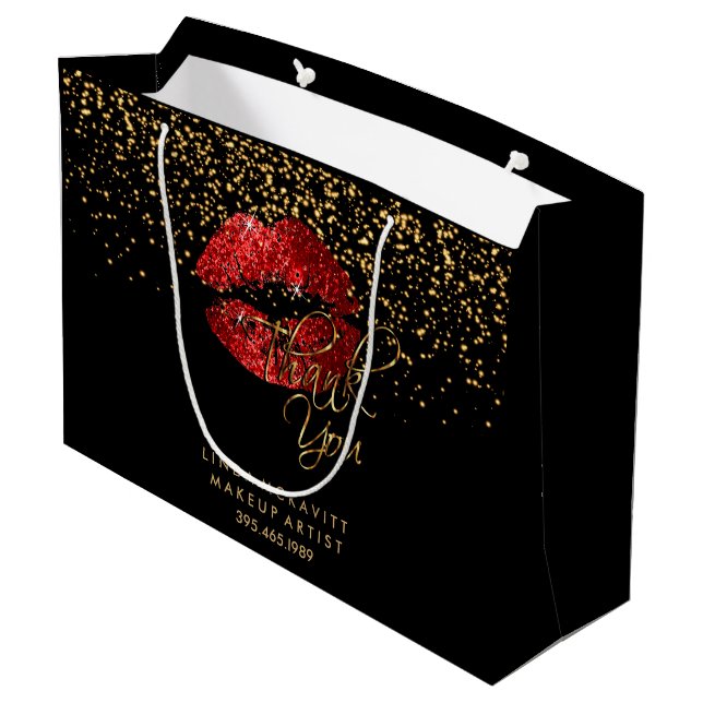 Red Glitzer Lipstick - Vielen Dank Große Geschenktüte (Rückseite Schrägansicht)