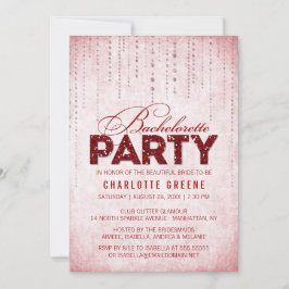 Red Glitzer Look Junggeselinnen-Abschied Einladung