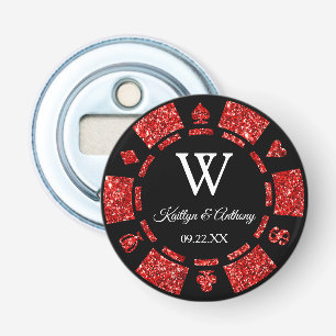 Red Glitzer Poker Chip Casino Hochzeitsfeier Gefal Flaschenöffner