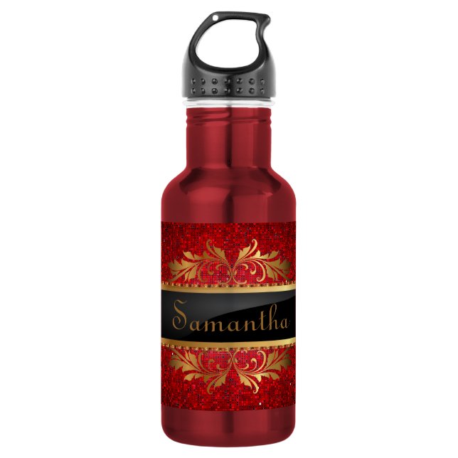 Red Glitzer Sequin Disco 32. oz. Edelstahlflasche (Vorderseite)