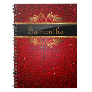 Red Glitzer Sequin Disco Glitz Spiral Notebook Notizblock