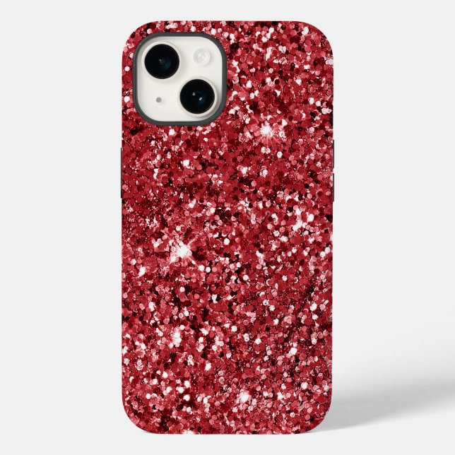 Red Glitzer Sparkle Case-Mate iPhone 14 Hülle (Rückseite)