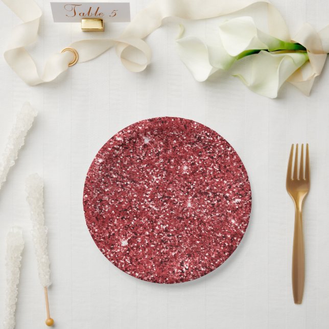 Red Glitzer Sparkle Pappteller (Hochzeit)