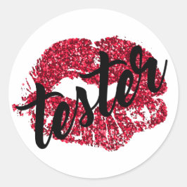 Red Glitzer Tester Labels Runder Aufkleber