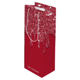 Red Glitzer Tropfen Individuelle Name Geschenktüte Für Weinflaschen