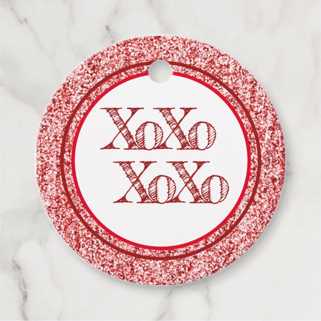 Red Glitzer XOXO Geschenkanhänger (Vorderseite)