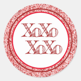 Red Glitzer XOXO Runder Aufkleber