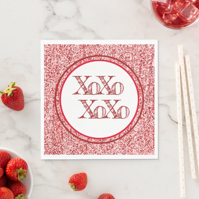 Red Glitzer XOXO Serviette (Beispiel)