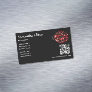 Red Glitzern Ladybug QR-Code schwarz Benutzerdefin Magnetische Visitenkarte