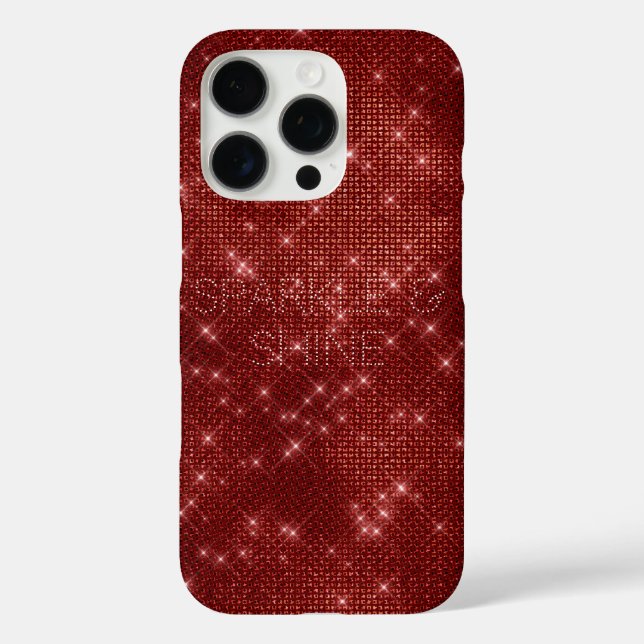 Red Glitzy Chic Glam Sparkle iPhone 16 Pro Hülle (Rückseite)