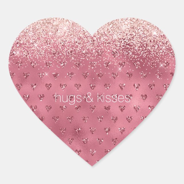 Red Glitzy Glitzer Hearts Herz-Aufkleber (Vorderseite)