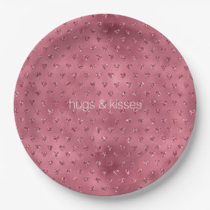 Red Glitzy Glitzer Hearts Pappteller