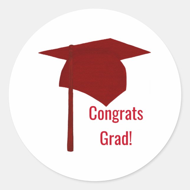 Red Glückwunschs Grad Graduation Cap Tassel Sticke Runder Aufkleber (Vorderseite)