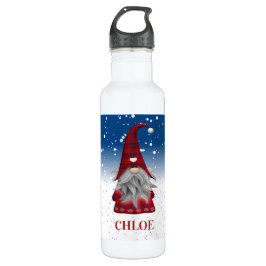 Red Gnome on Snow Edelstahlflasche
