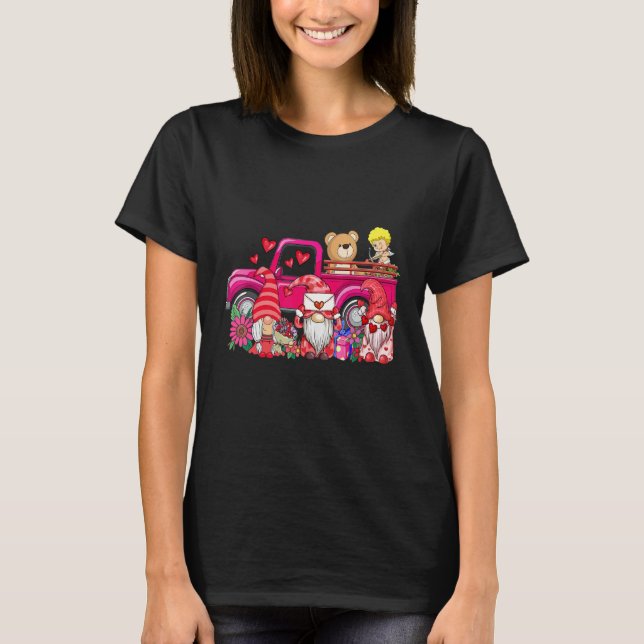 Red Gnomes Pink Truck Happy Valentines Day Gnome T-Shirt (Vorderseite)