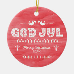 Red God Jul Swedish Christmas Céramique Ornement