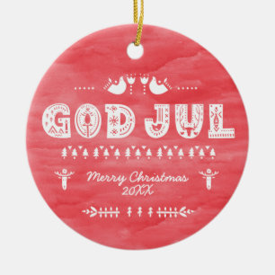 Red God Jul Swedish Christmas Céramique Ornement