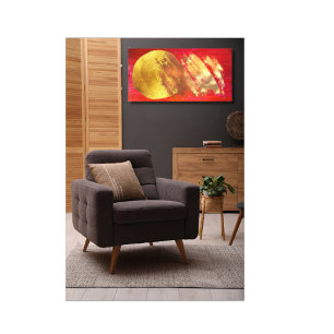 Red Gold Abstrakt Art Stretched Canvas Print Leinwanddruck