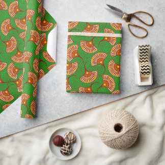 Red Gold And Green Ankara Fan Print Wrappin Geschenkpapier