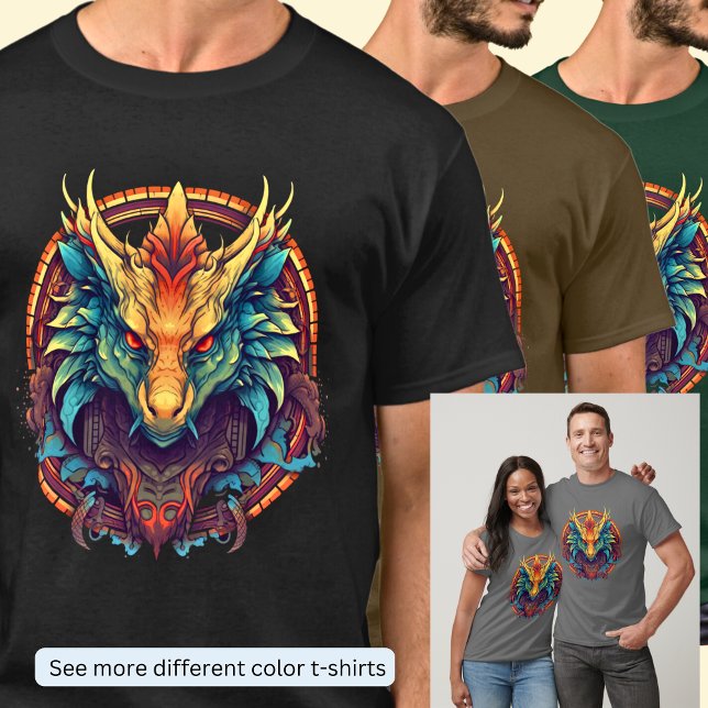 Red Gold Aqua Dragon Head T-Shirt (Von Creator hochgeladen)