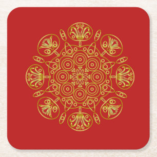 Red & Gold arabisch inspiriert Paper-Untersetzer Rechteckiger Pappuntersetzer