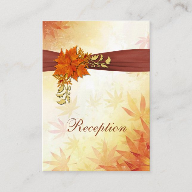 Red & gold Autumnal Blätter Hochzeitskarte Begleitkarte (Vorderseite)